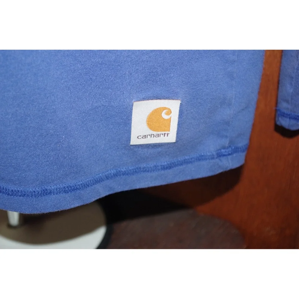 Carhartt Force Men L Blue Quarter Zip Pullover Relaxed Fit Long Sleeve Shirt